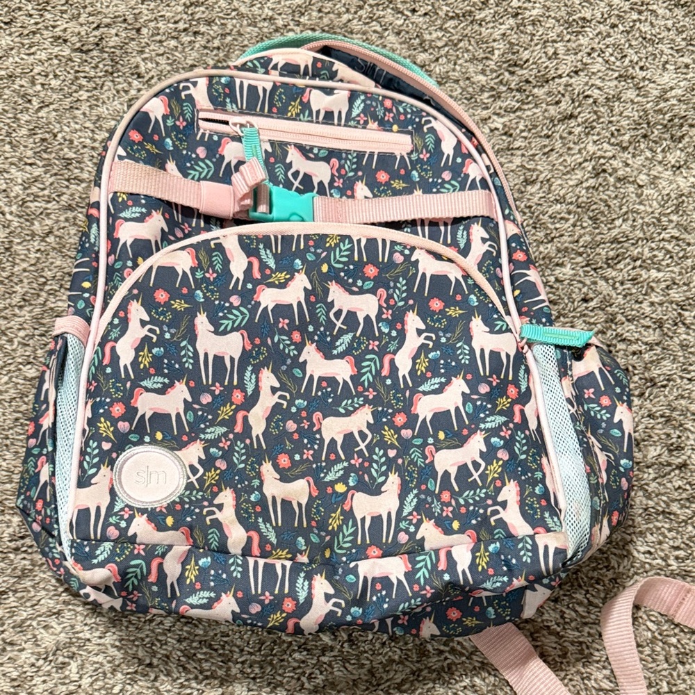 Simple modern Pink Unicorn Print Kids Backpack - toddler size